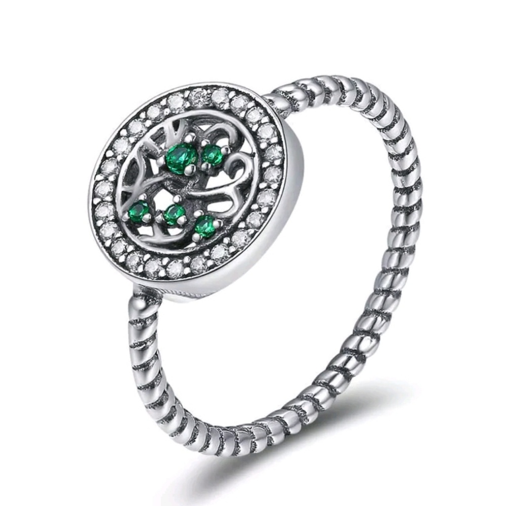 NEW☆925 Silver Emerald Round Cut Ring